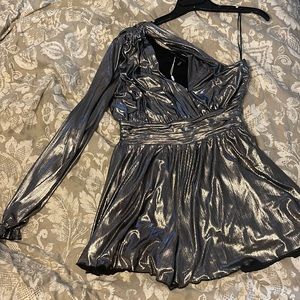 Endless Rose Metallic One Shoulder Romper